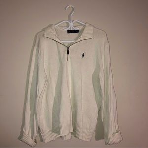 cream color polo quarter zip sweater